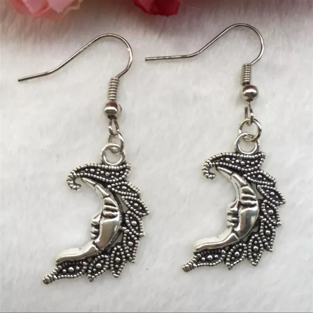 New Boho Sterling Silver Moon Goddess Handmade Dangle Earrings - Picture 6 of 11